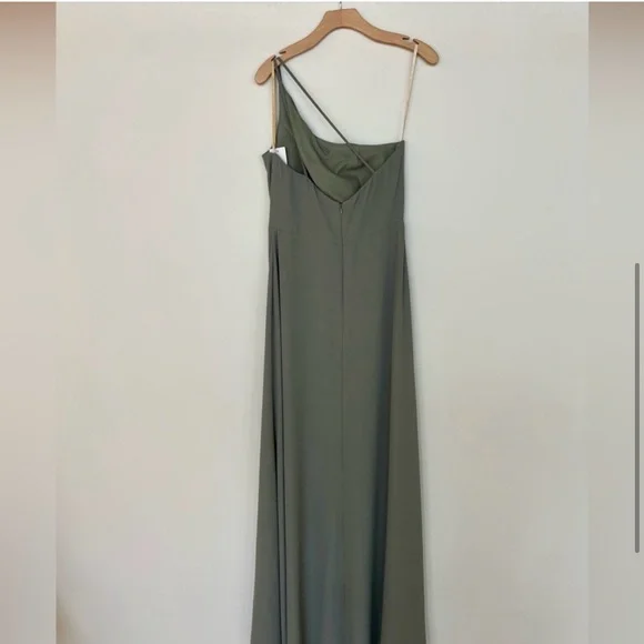 Jenny Yoo Asymmetrical Green Sheath Dress